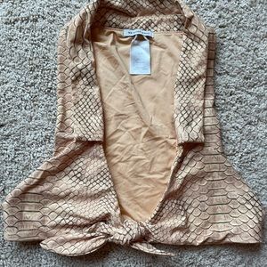 WeWoreWhat Snakeskin Collared Swim Top